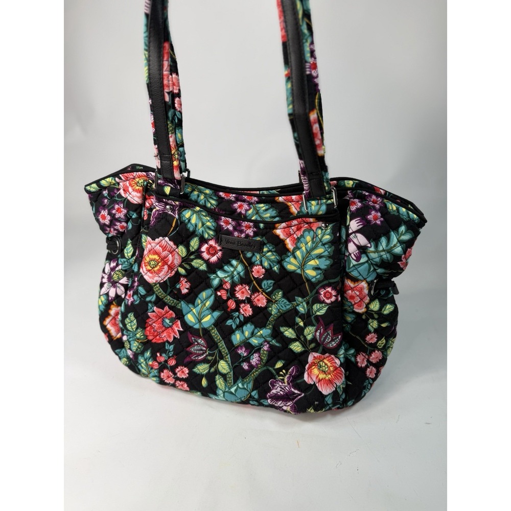 Vera Bradley Tote Black Floral Purse Fabric Cottagecore